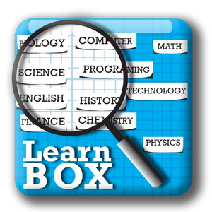 A magnifying glass over the words " learn box ".
